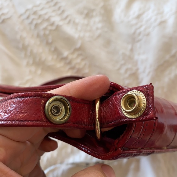 Vintage eel skin leather purse shoulder clutch red - Picture 12 of 15